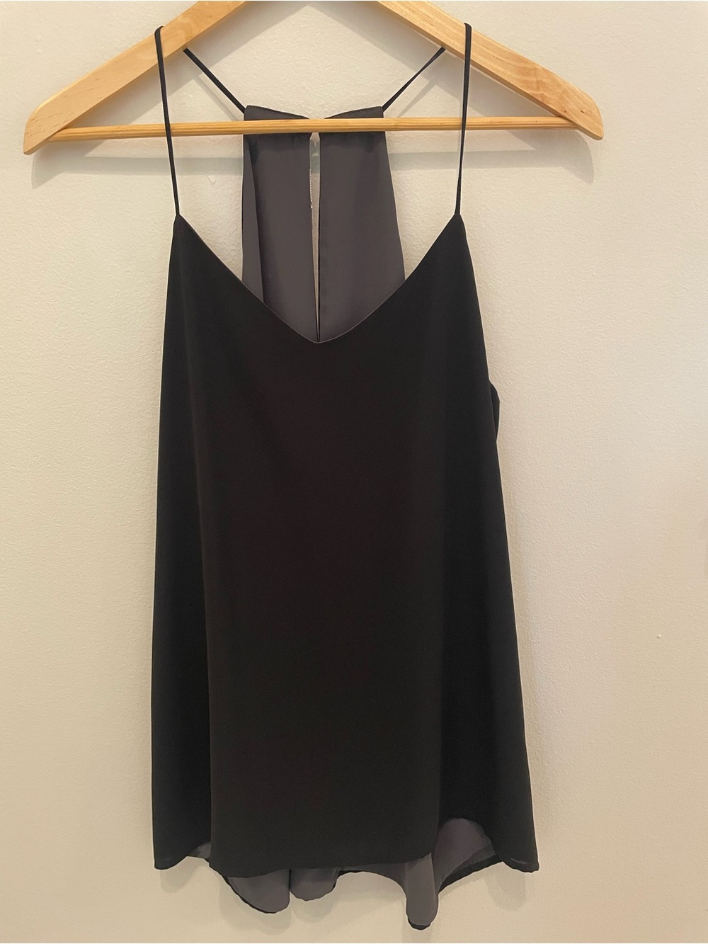 Ladies Black Double-Layer Spaghetti-Strap Camisole